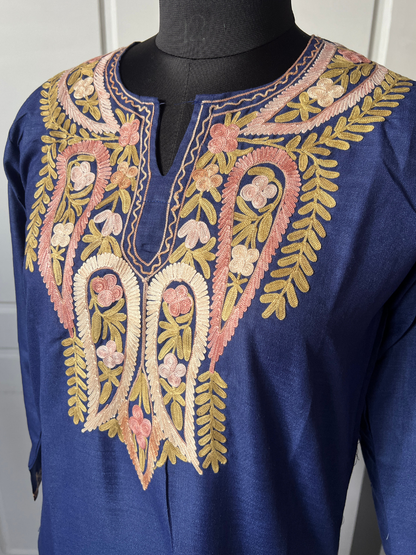 Kashmir Aari cotton Co-Ord Set | Royal Indigo