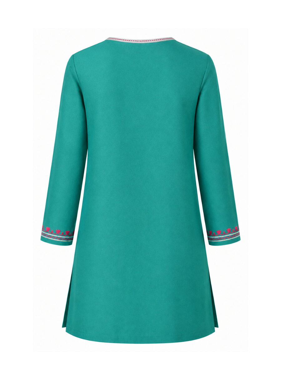 Noor : Aari embroidery summer kurti | Ocean Teal