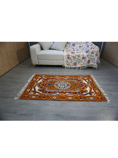 Rang-e-Wadi Rug Chain Stitch Carpet - KaarKash