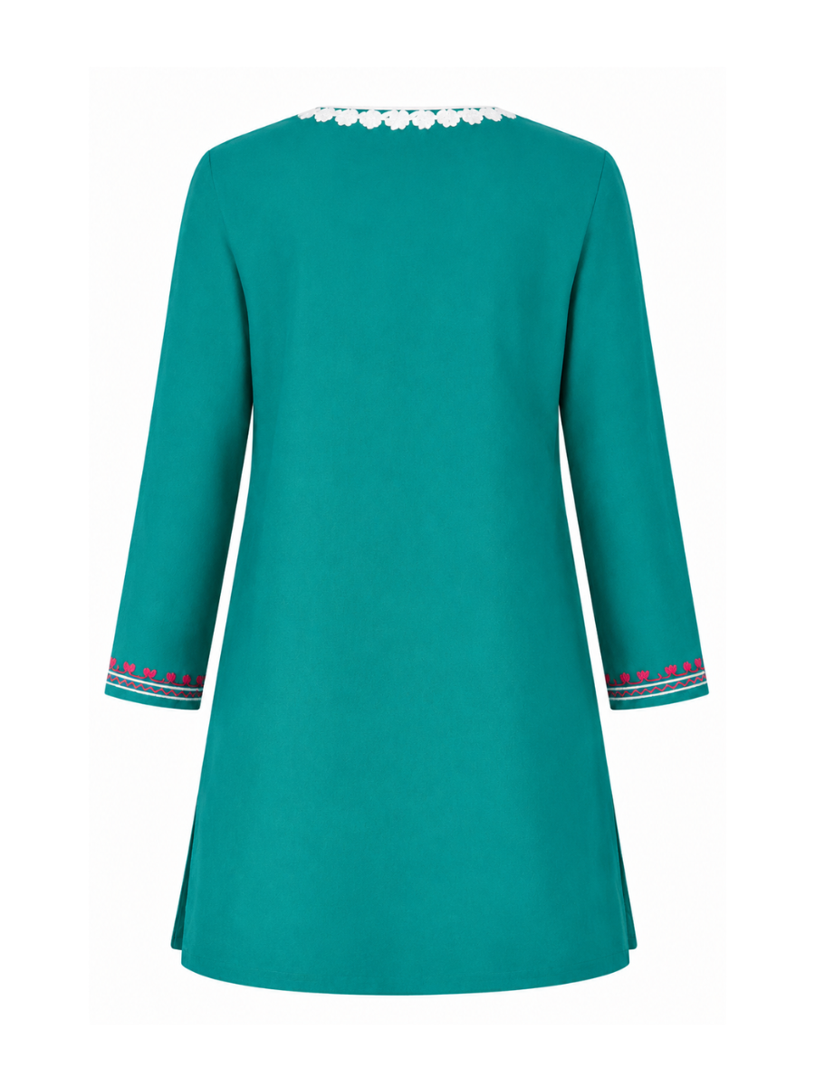 Noor : Aari embroidery summer kurti | Ocean Teal