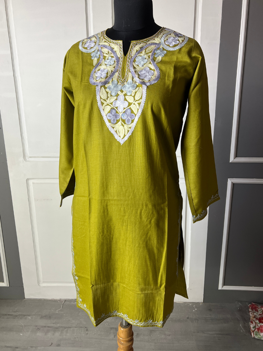 Kashmir Aari cotton Co-Ord Set | Dark Yellow