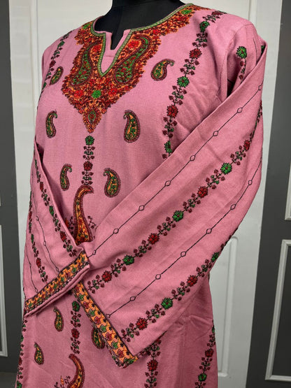 Kashmiri Soni Embroidered Phiran | Pink