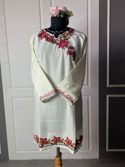 Noor : Aari embroidery summer kurti | Light Gray