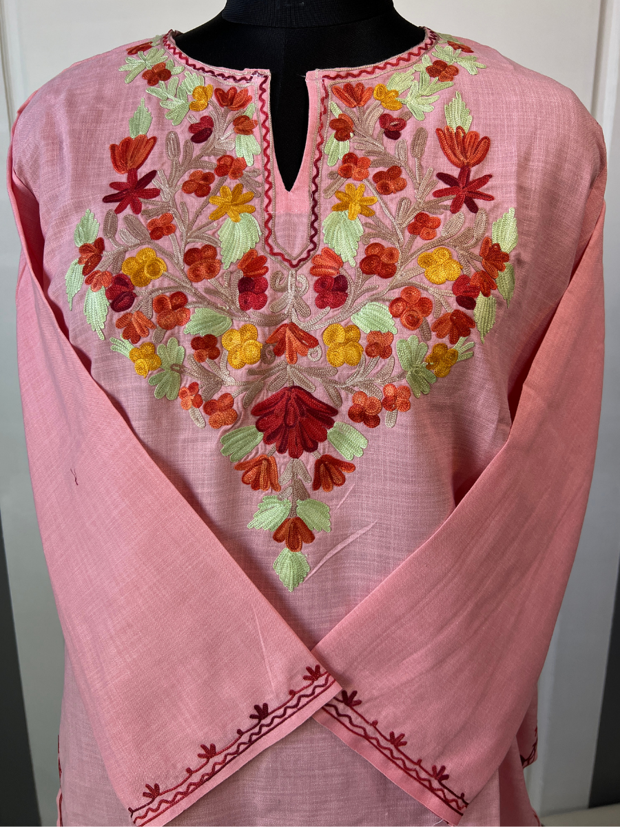 Kashmir Aari cotton Co-Ord Set | Vintage Pink