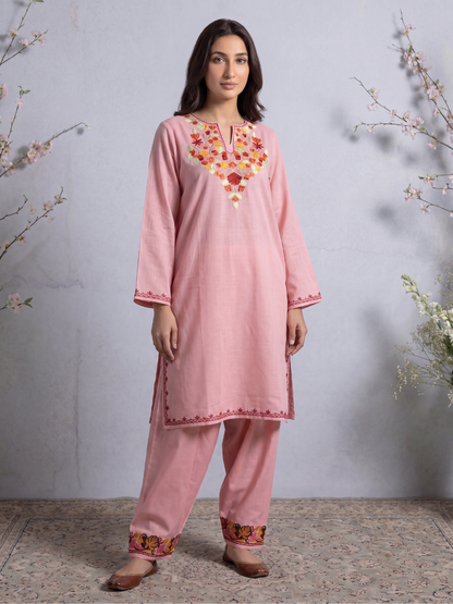 Kashmir Aari cotton Co-Ord Set | Vintage Pink