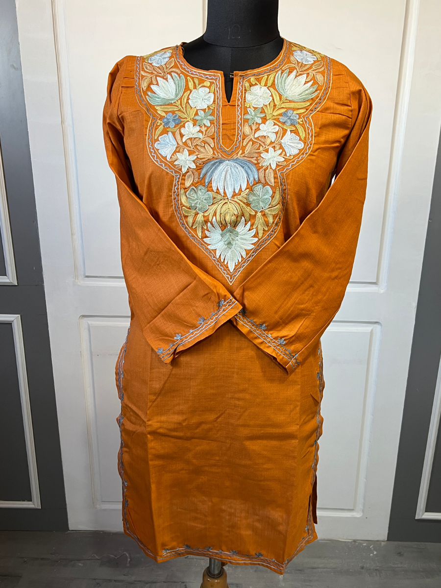 Kashmir Aari cotton Co-Ord Set | Brown