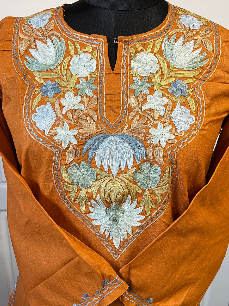 Kashmir Aari cotton Co-Ord Set | Brown