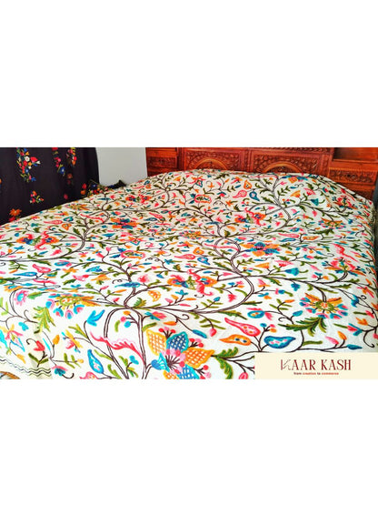 Silsila-e-Gul Krewal Embroidery Bedcover - KaarKash