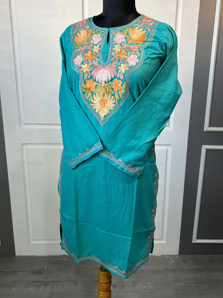 Kashmir Aari cotton Co-Ord Set | Dark Teal
