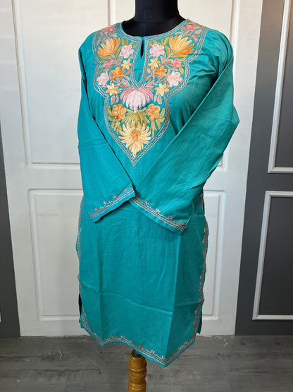 Kashmir Aari cotton Co-Ord Set | Dark Teal