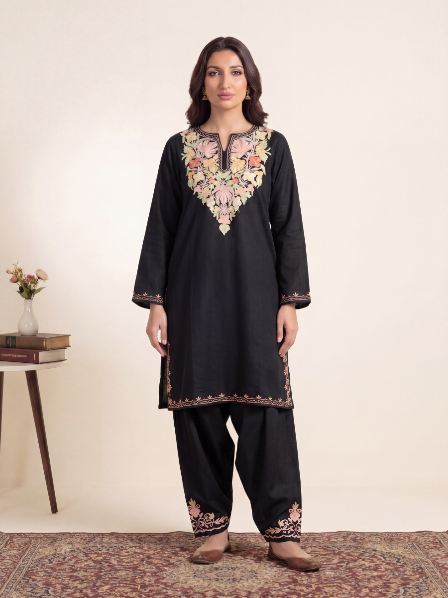 Kashmir Aari cotton Co-Ord Set | Ebony