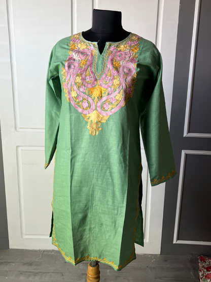 Kashmir Aari cotton Co-Ord Set | Light Green