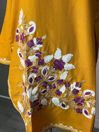Noor : Aari embroidery summer kurti | Gold