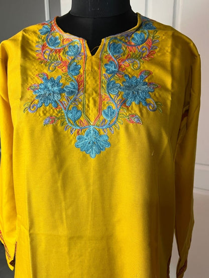 Noor : Aari embroidery summer kurti | Gold
