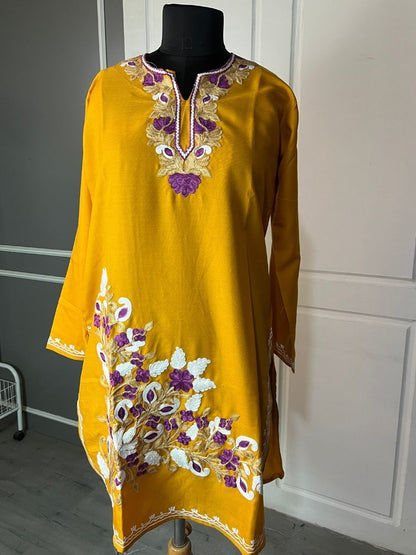 Noor : Aari embroidery summer kurti | Gold