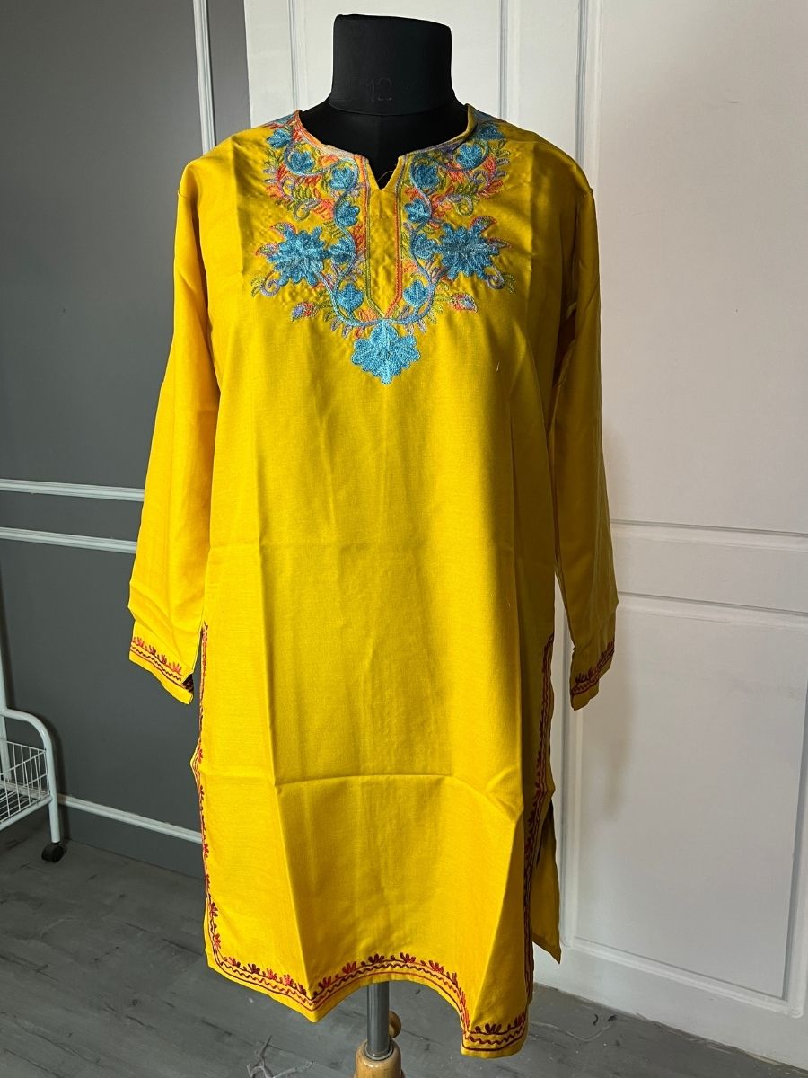 Noor : Aari embroidery summer kurti | Gold