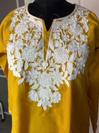 Noor : Aari embroidery summer kurti | Gold