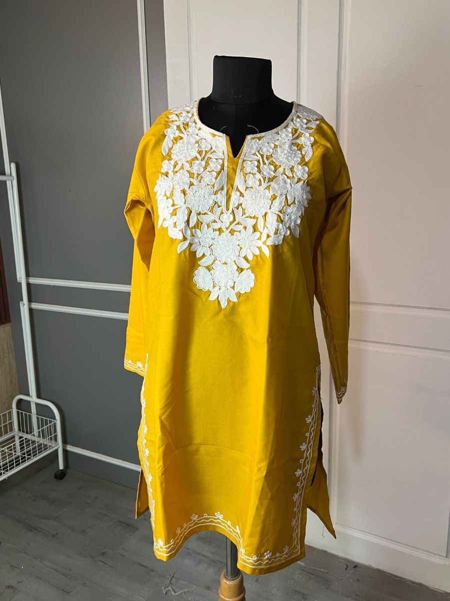 Noor : Aari embroidery summer kurti | Gold
