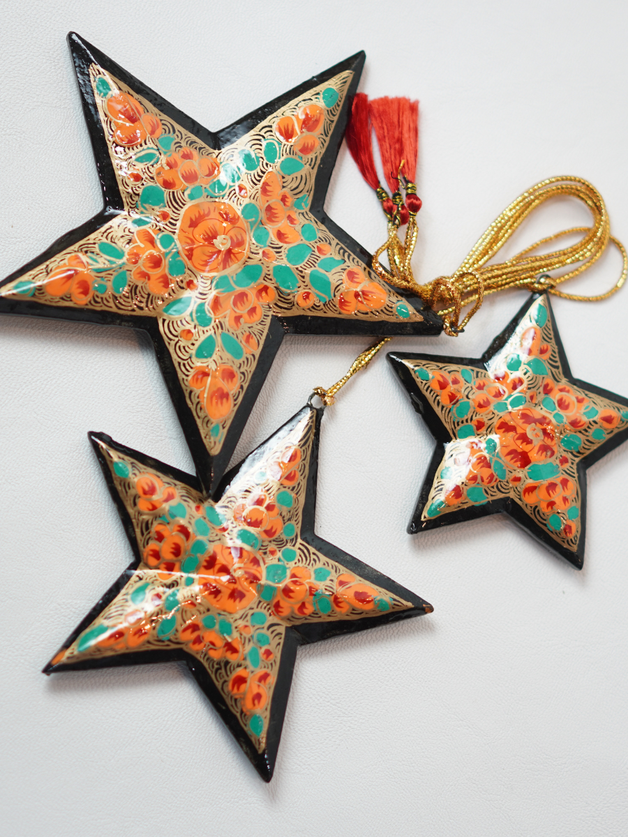 Stars - Handcrafted Paper Mache Christmas Ornaments & Festive Décor