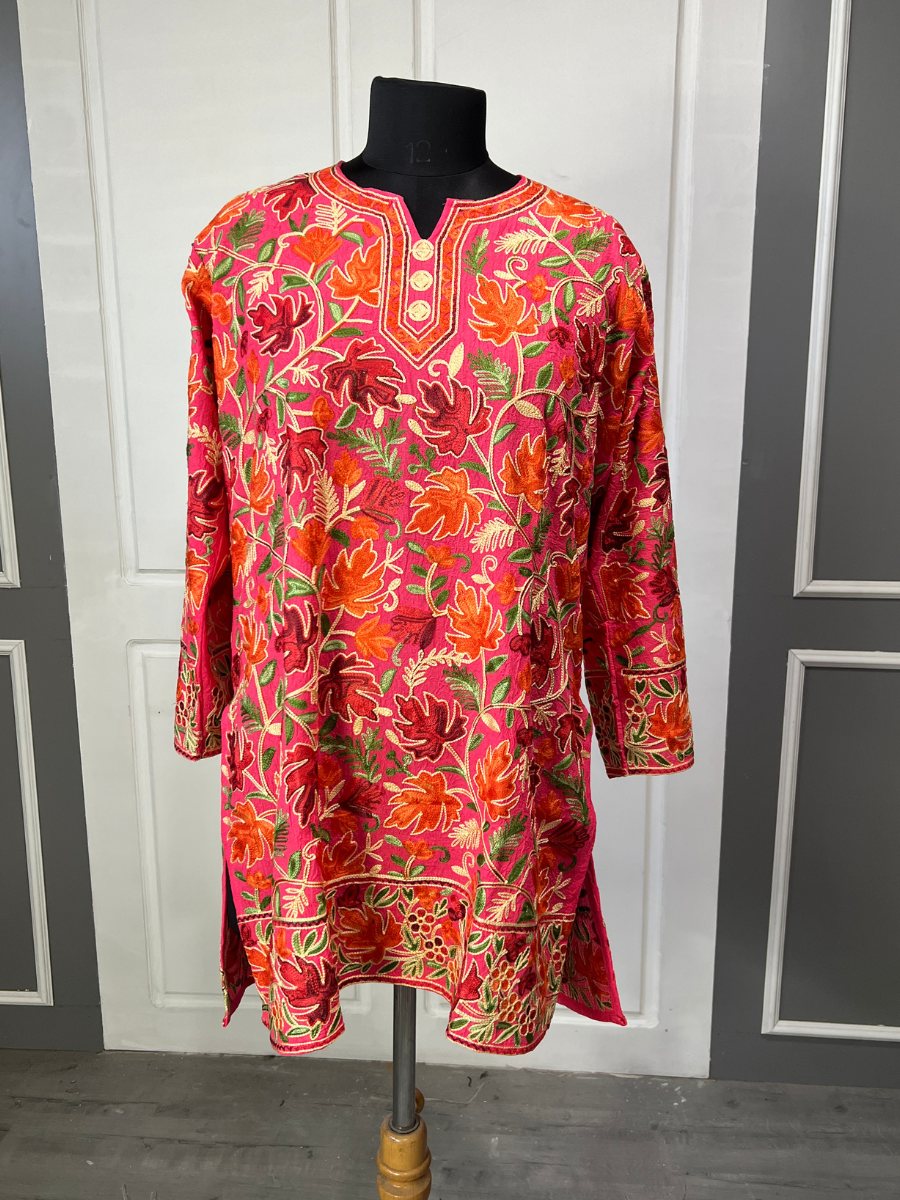 Noor : chinar embroidery summer kurti | Pink