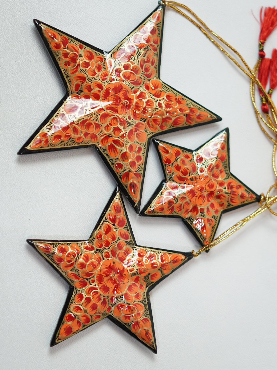 Stars - Handcrafted Paper Mache Christmas Ornaments & Festive Décor