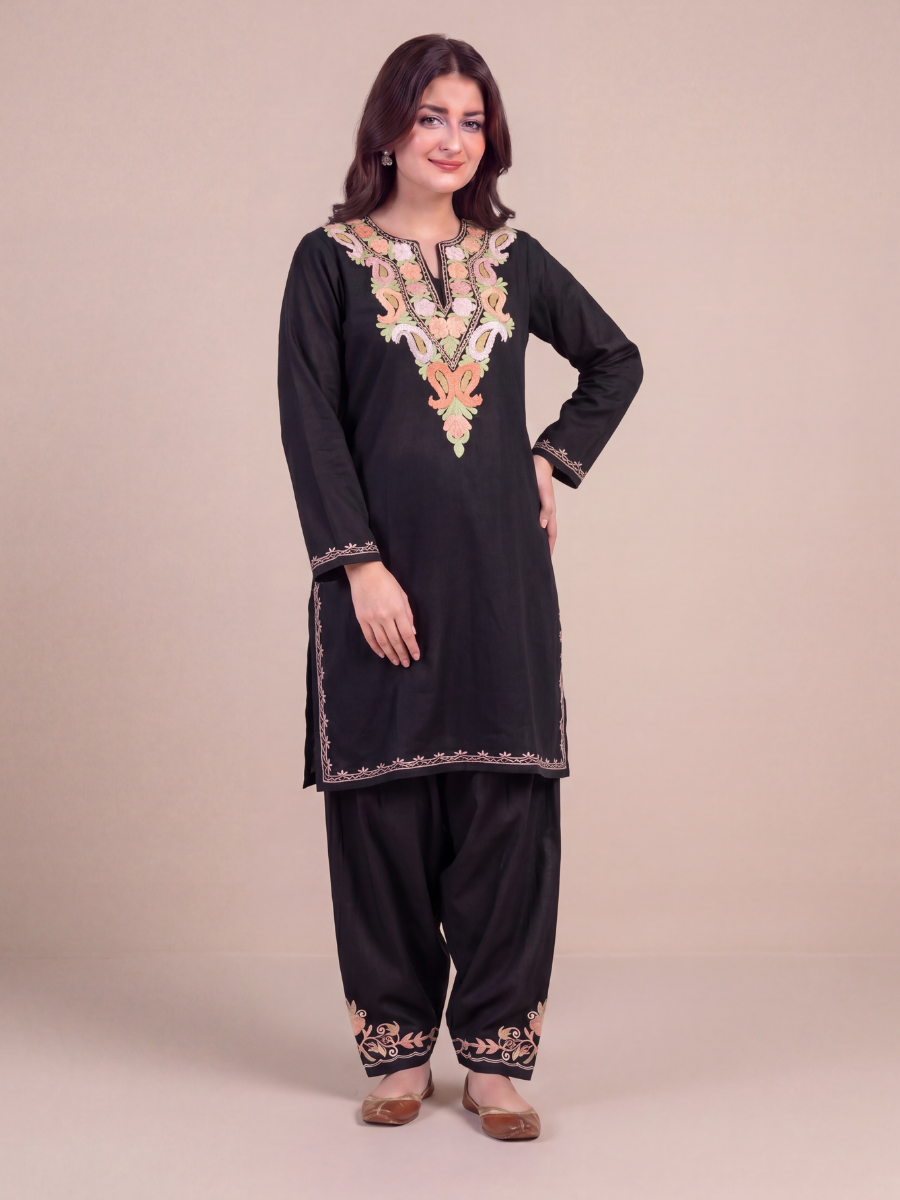 Kashmir Aari cotton Co-Ord Set | Ebony
