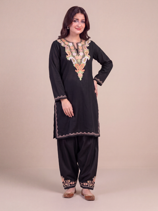 Kashmir Aari cotton Co-Ord Set | Ebony