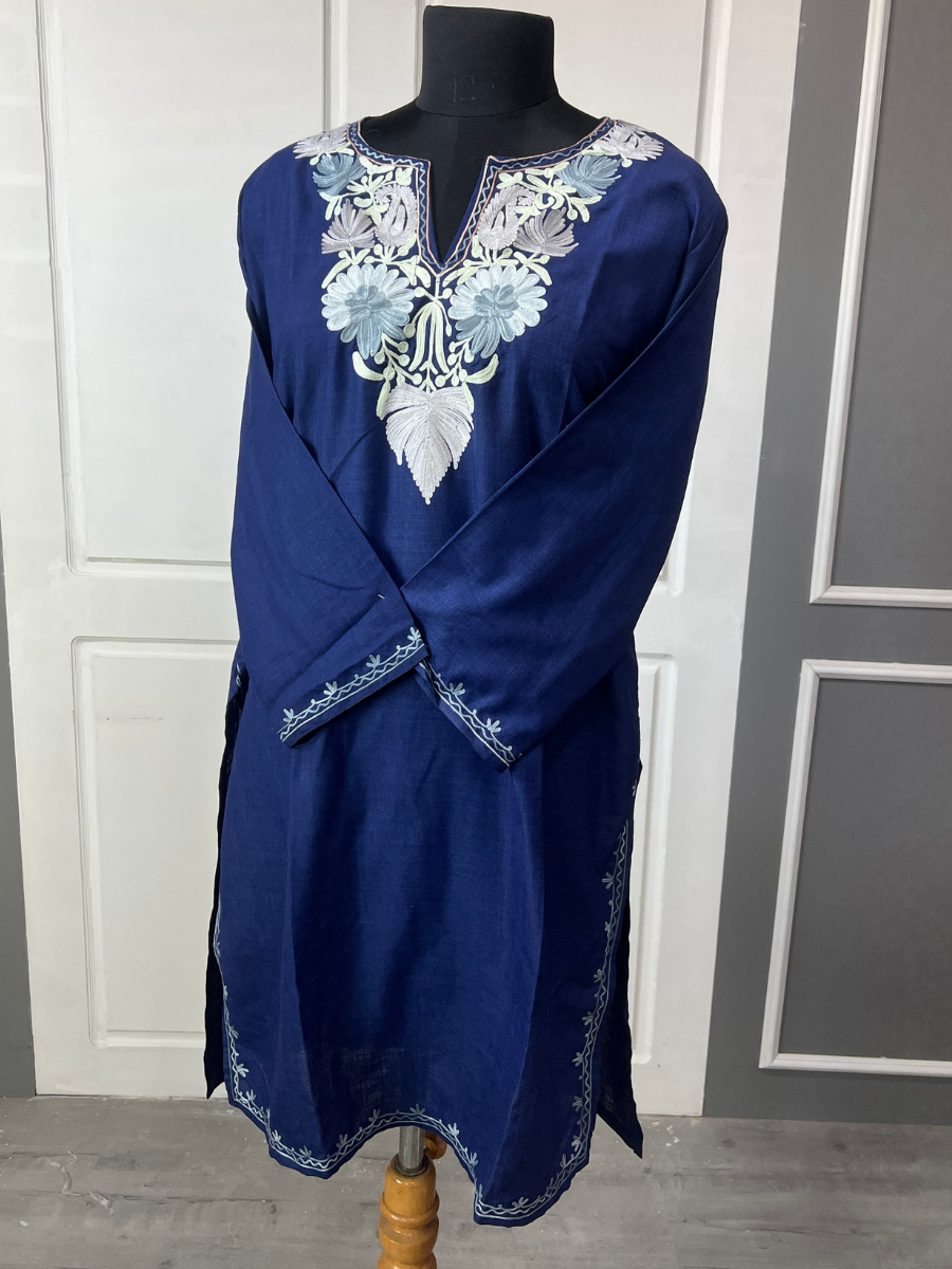 Kashmir Aari cotton Co-Ord Set | Dark Blue