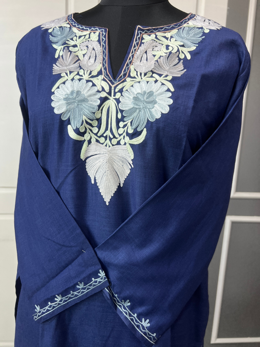 Kashmir Aari cotton Co-Ord Set | Dark Blue