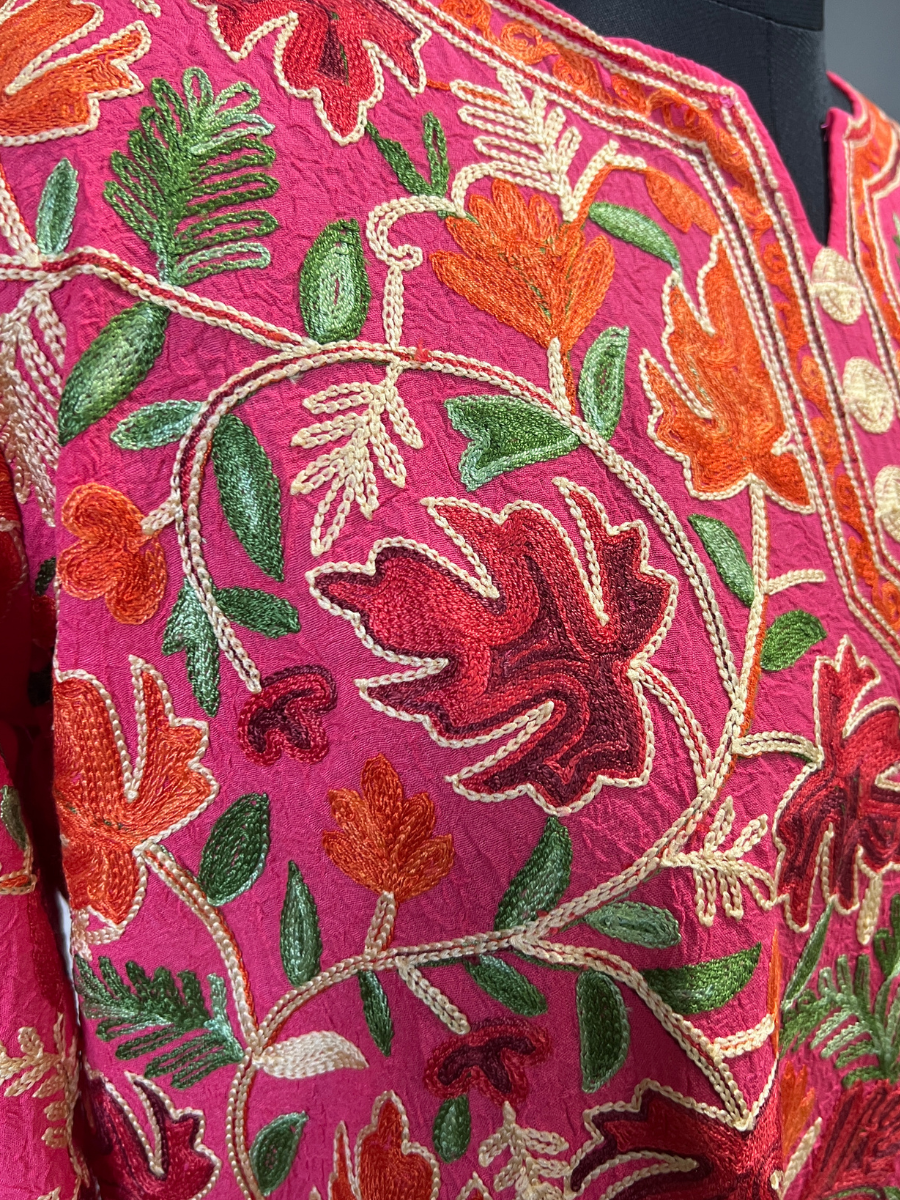 Noor : chinar embroidery summer kurti | Pink