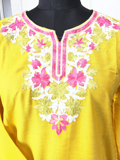 Noor : Aari embroidery summer Co-Ord Set | Gold