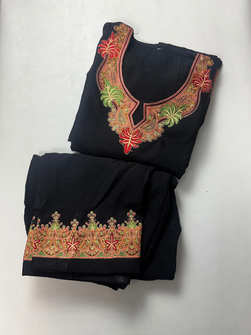Gulposh Pheran Sozni Cord Set - Noir Ébène