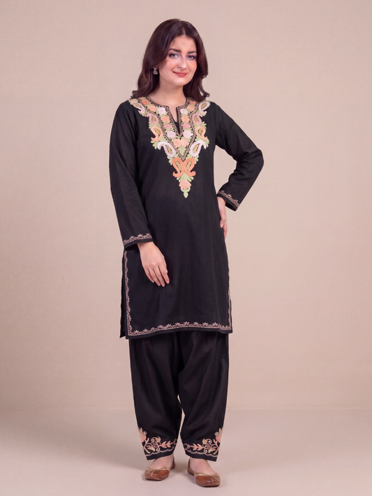 Kashmir Aari cotton Co-Ord Set | Ebony