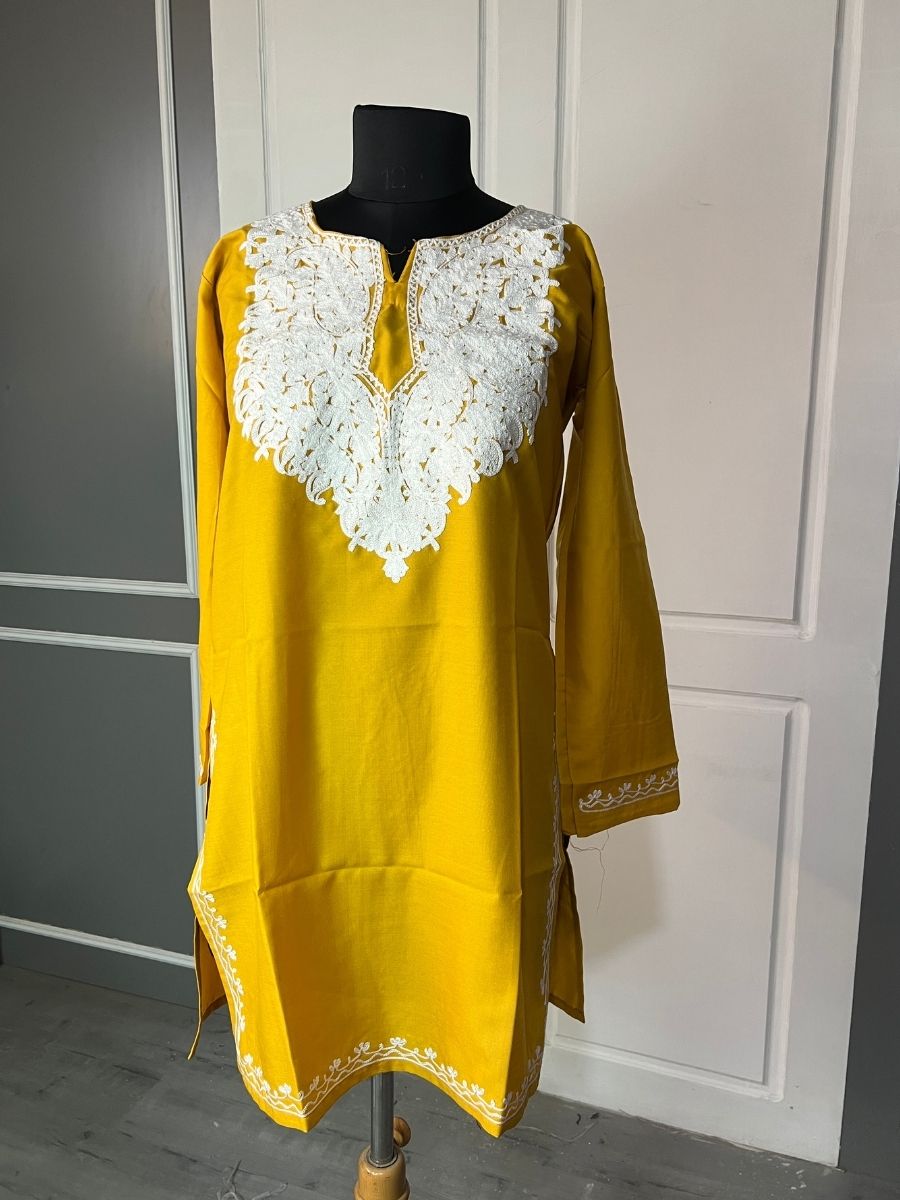 Noor : Aari embroidery summer kurti | Gold