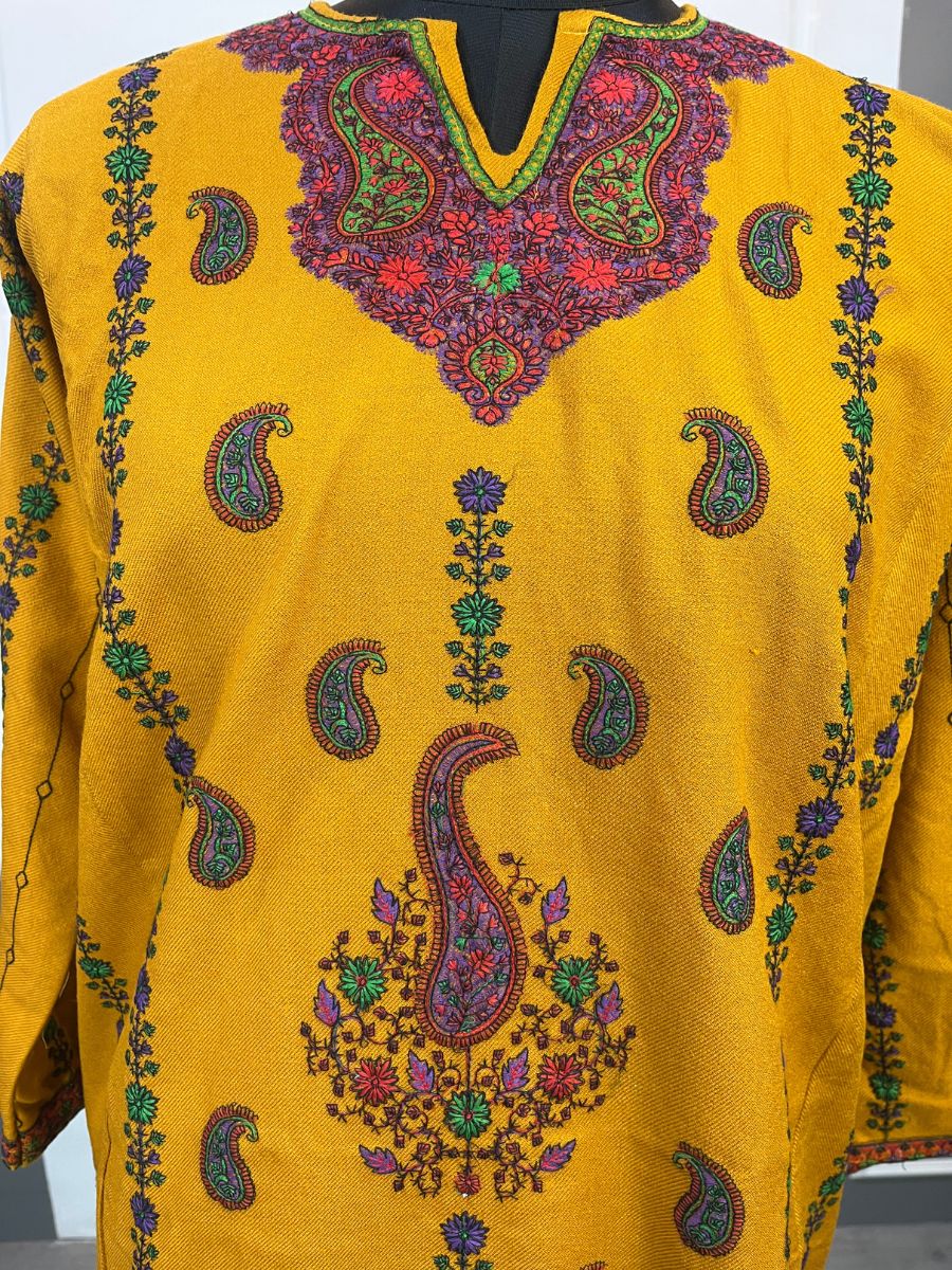 Kashmiri Soni Embroidered Phiran | Mustard