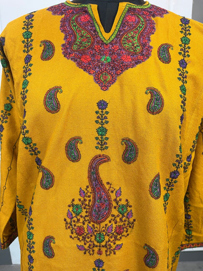Kashmiri Soni Embroidered Phiran | Mustard