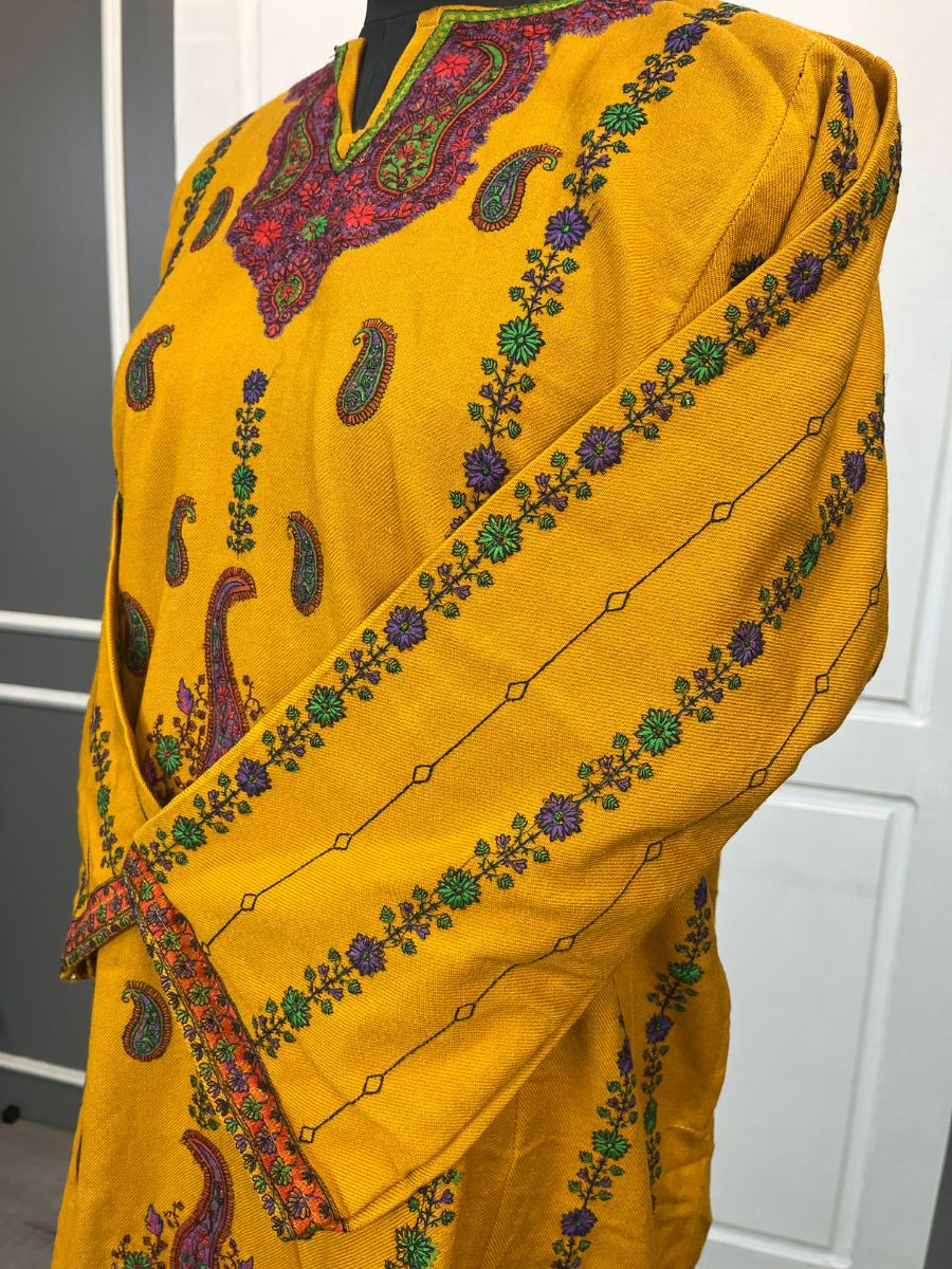 Kashmiri Soni Embroidered Phiran | Mustard