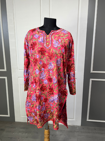 Noor : chinar embroidery summer kurti | Pink