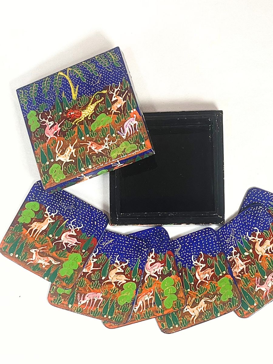 Vintage Woodland Coaster Crafted Paper Coaster Set - KaarKash