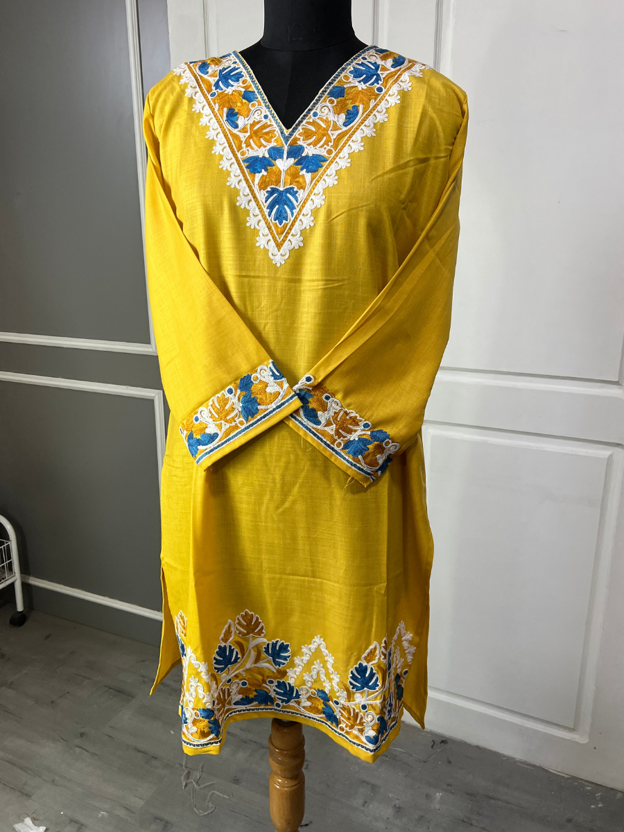Noor : Aari embroidery summer Co-Ord Set | Gold