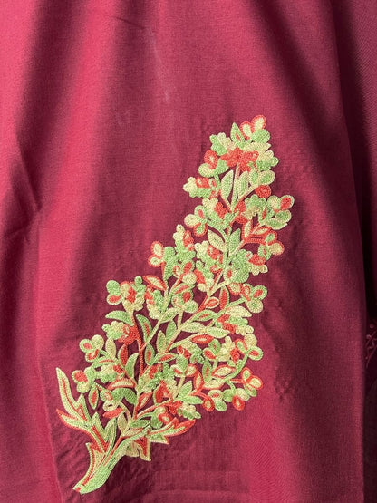 Noor : Aari embroidery summer kurti | Dark Red