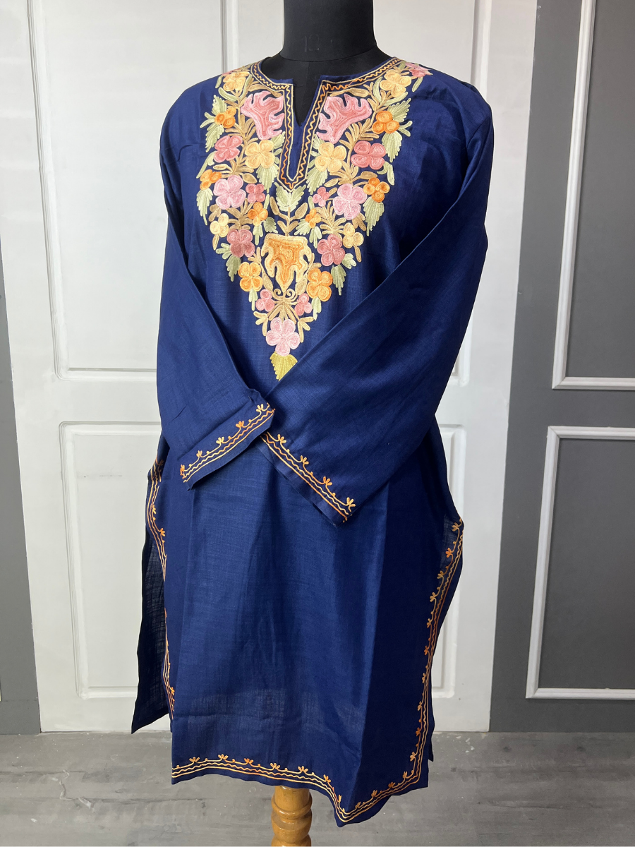 Kashmir Aari cotton Co-Ord Set | Royal Indigo