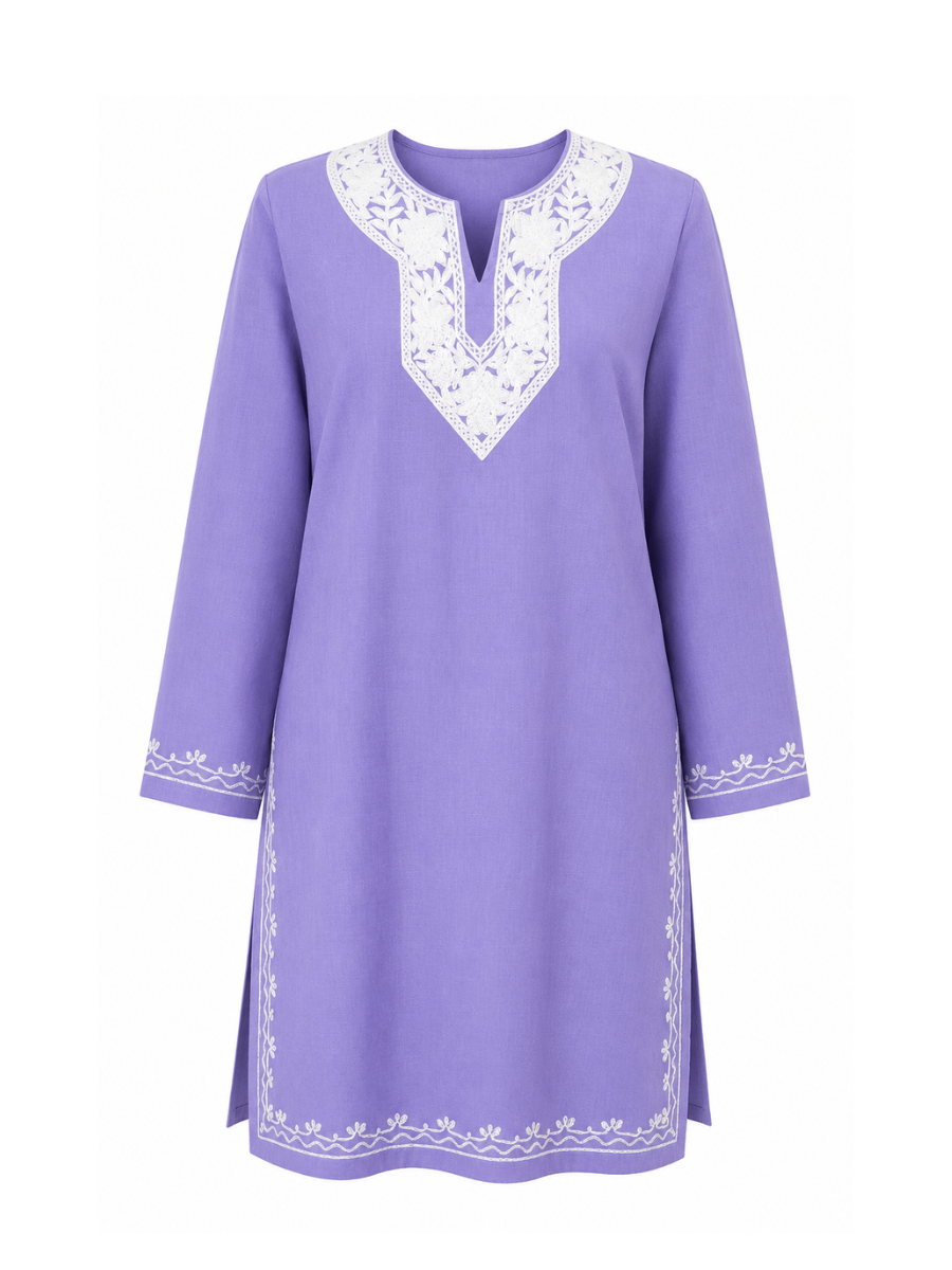 Noor : Aari embroidery summer kurti | Lavender