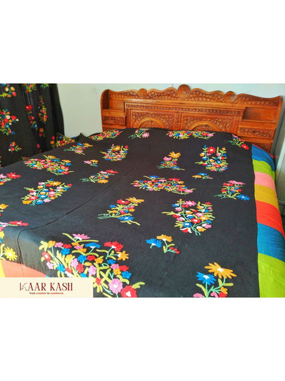 Anar-e-Kashmir Krewal Embroidery Bedcover - KaarKash