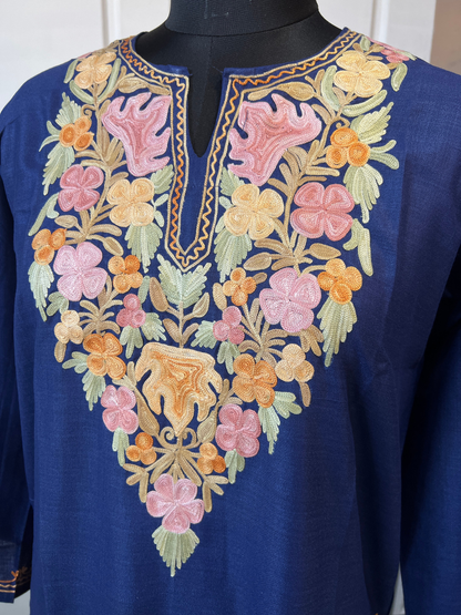 Kashmir Aari cotton Co-Ord Set | Royal Indigo