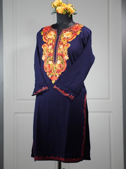 Gulposh Pheran Blue Cord Set