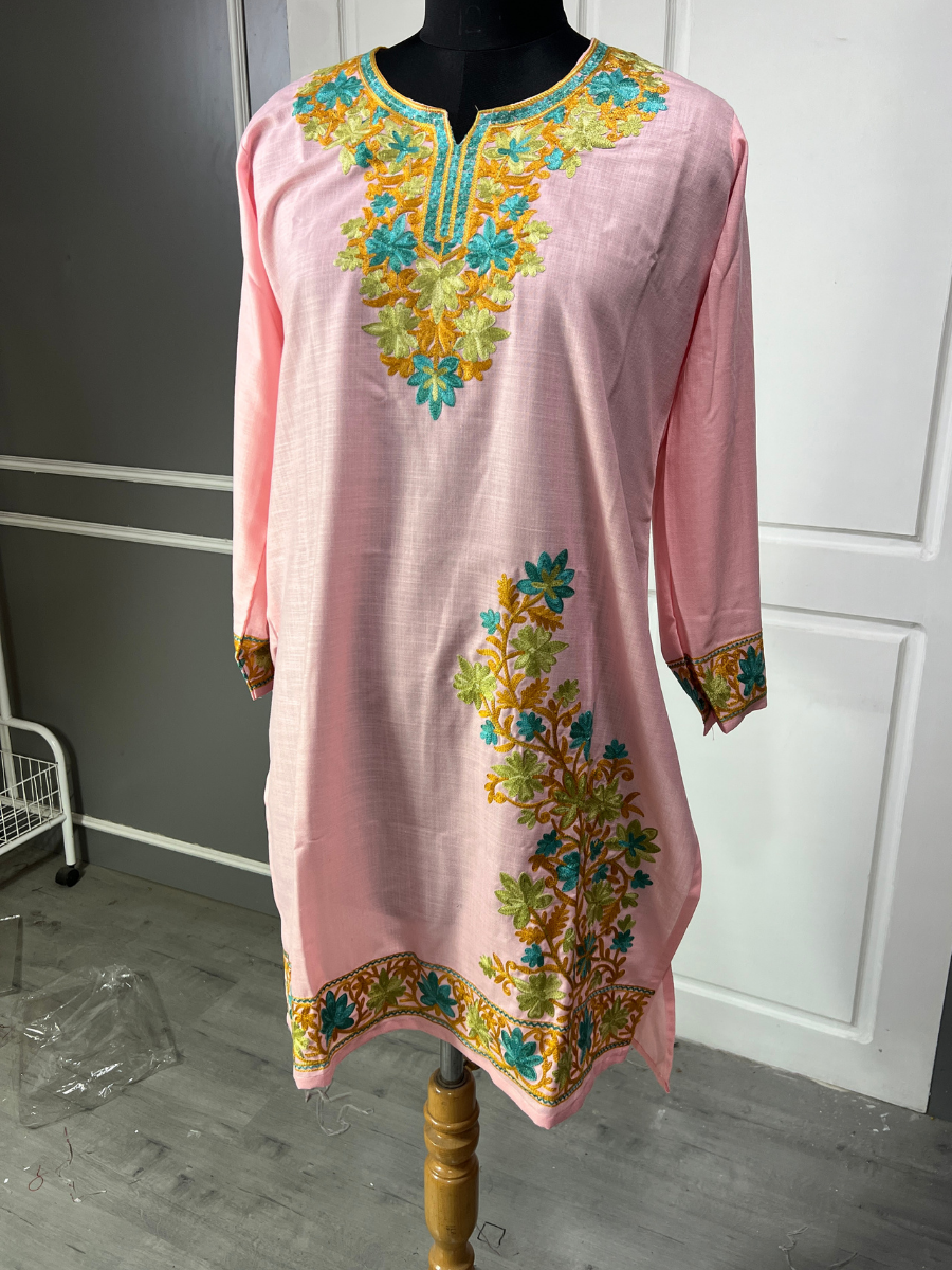 Noor : Aari embroidery summer Co-Ord Set | Red Rose