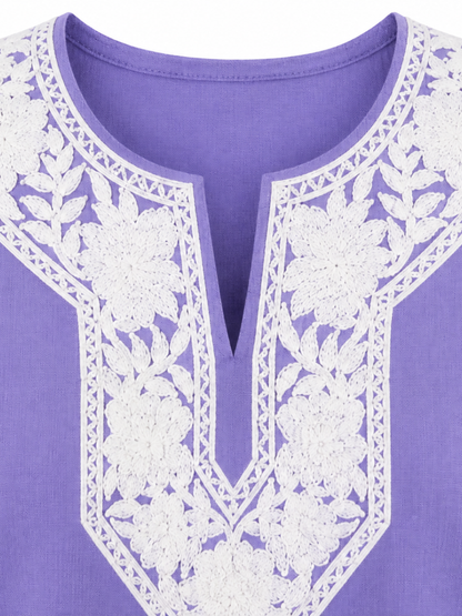 Noor : Aari embroidery summer kurti | Lavender