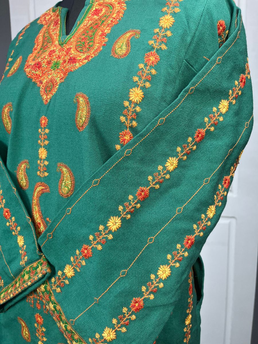 Kashmiri Soni Embroidered Phiran | Turquoise