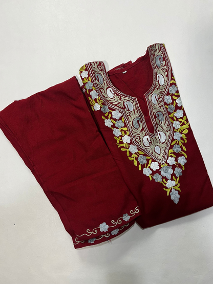 Gulposh Pheran Maroon Cord Set